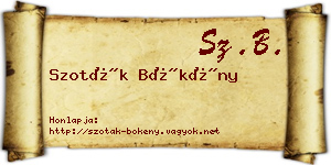 Szoták Bökény névjegykártya